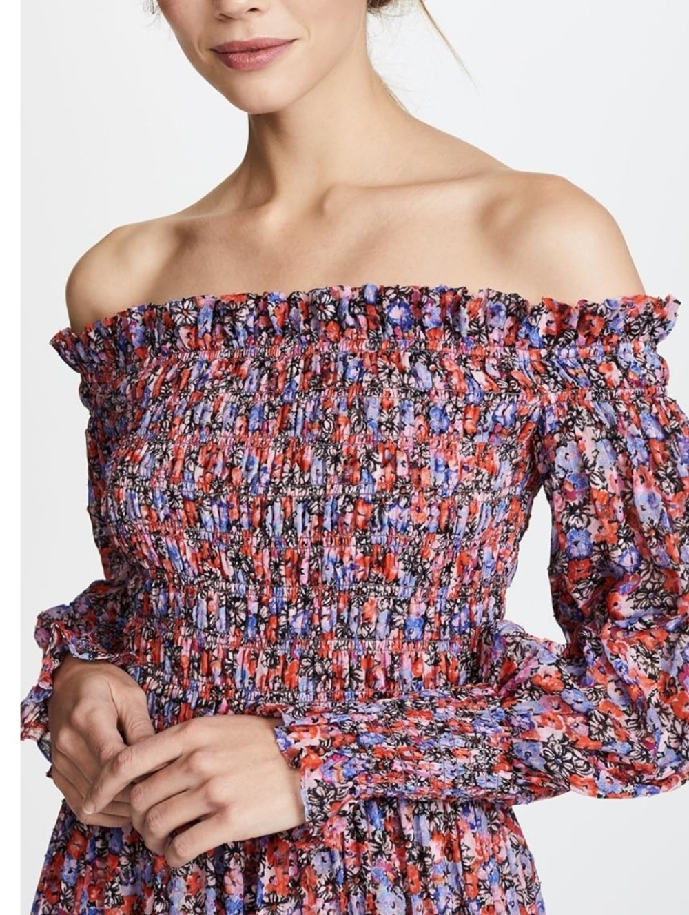 Rebecca Taylor Off-Shoulder Cosmic Floral Dress Size 4 - Picture 3 of 14